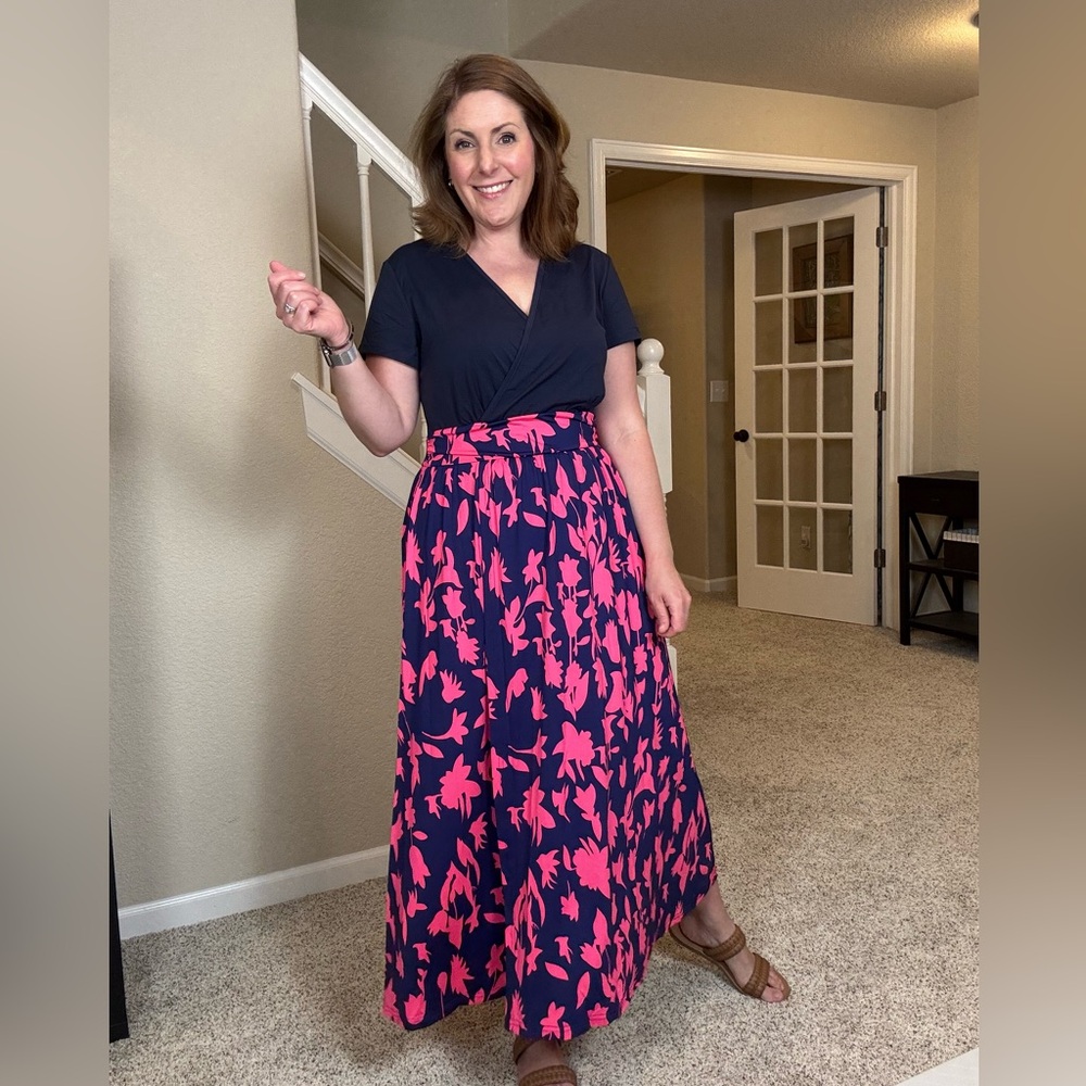 Floral Pink and Navy Dress